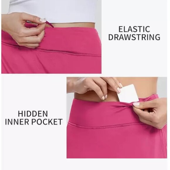 NEW M MOTEEPI Womans Golf Skirt Knee Length Skorts with Pockets Rose XL - Picture 8 of 9